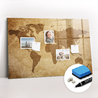 Magnetic dry erase board Vintage world map