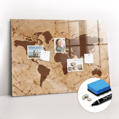 Magnetic marker board Vintage world map