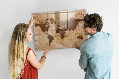 Magnetic marker board Vintage world map