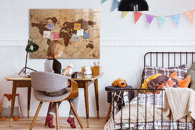 Magnetic marker board Vintage world map