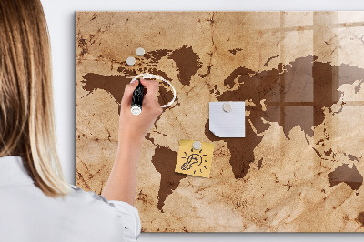 Magnetic marker board Vintage world map