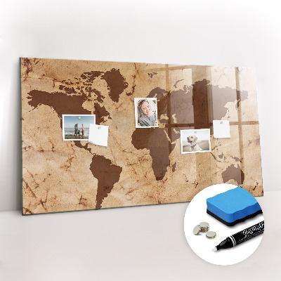 Magnetic marker board Vintage world map