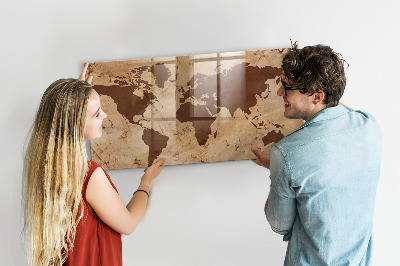 Magnetic marker board Vintage world map