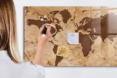 Magnetic marker board Vintage world map