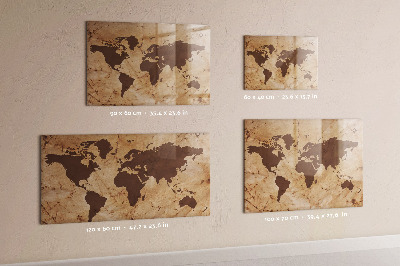 Magnetic board with magnets Vintage world map