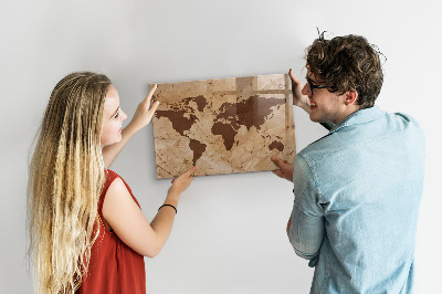 Magnetic board with magnets Vintage world map