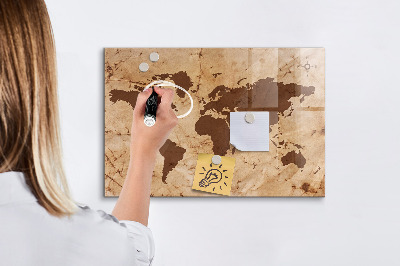 Magnetic marker board Vintage world map