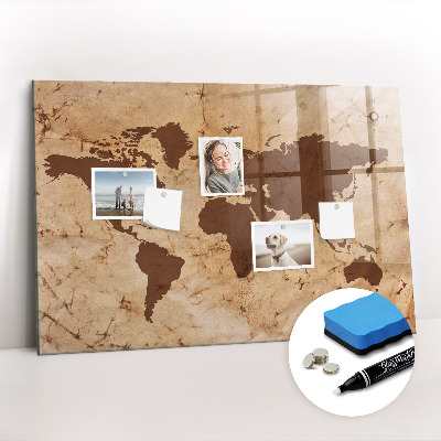 Magnetic marker board Vintage world map