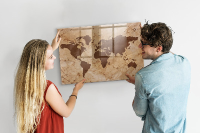 Magnetic marker board Vintage world map