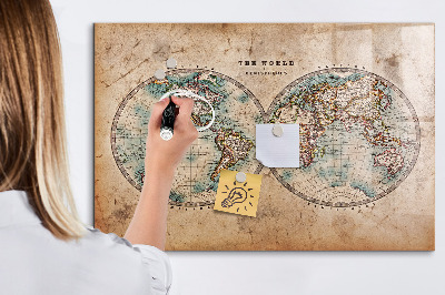 Magnetic dry erase board World globe map