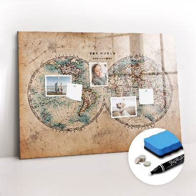 Magnetic dry erase board World globe map