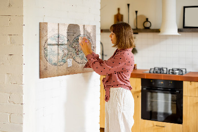 Magnetic dry erase board World globe map