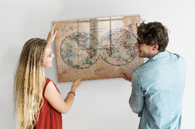 Magnetic dry erase board World globe map