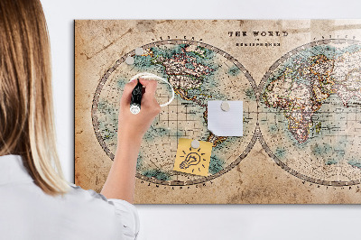 Magnetic dry erase board World globe map