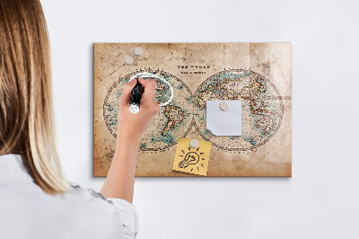 Magnetic dry erase board World globe map