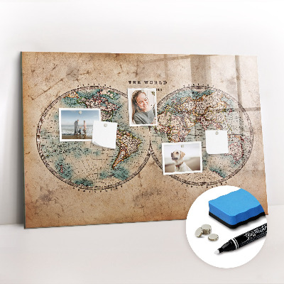 Magnetic dry erase board World globe map