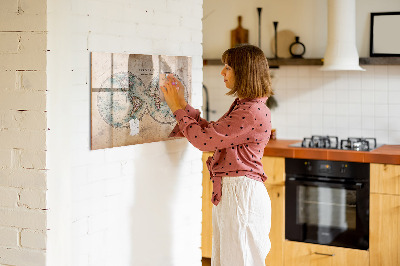 Magnetic dry erase board World globe map