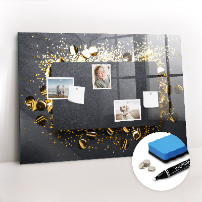 Magnetic glass board Golden confetti