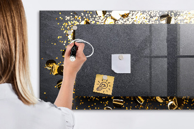 Magnetic glass board Golden confetti