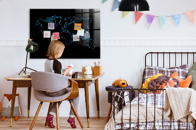 Magnetic marker board World map outlines