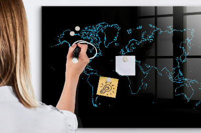 Magnetic marker board World map outlines