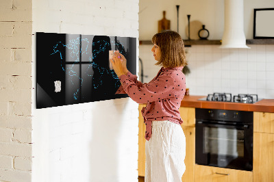 Magnetic board with magnets World map outlines