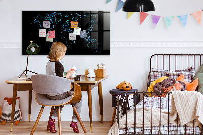 Magnetic marker board World map outlines