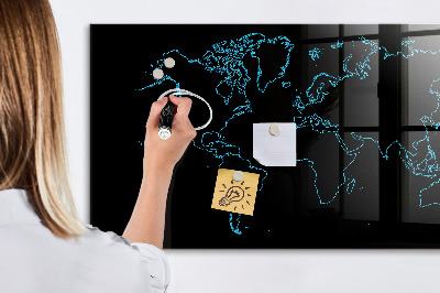 Magnetic marker board World map outlines