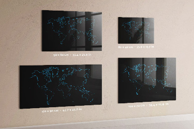 Magnetic board with magnets World map outlines