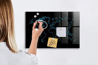 Magnetic marker board World map outlines