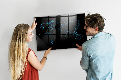 Magnetic marker board World map outlines