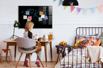 Magnetic marker board World map outlines