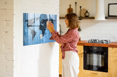 Magnetic marker board World map plank