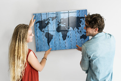 Magnetic marker board World map plank