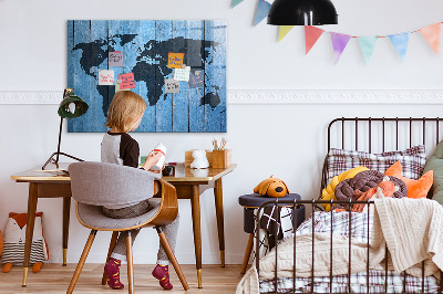 Magnetic marker board World map plank