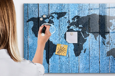 Magnetic marker board World map plank