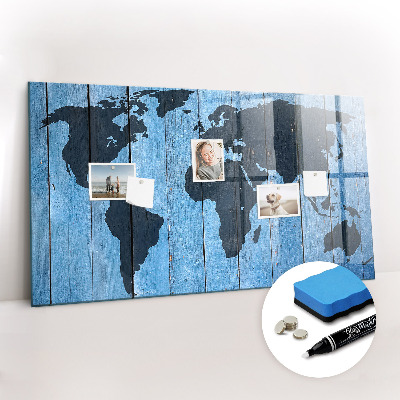 Magnetic marker board World map plank
