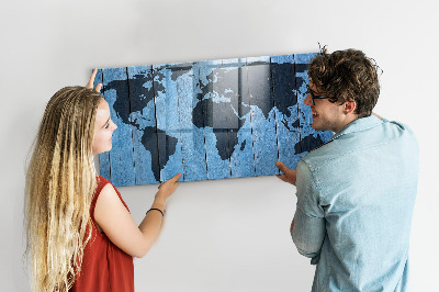 Magnetic marker board World map plank