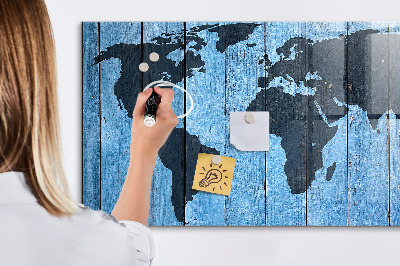 Magnetic marker board World map plank