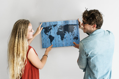 Magnetic marker board World map plank