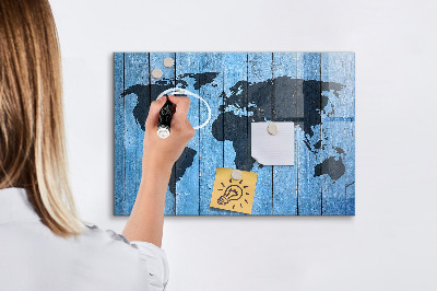 Magnetic marker board World map plank