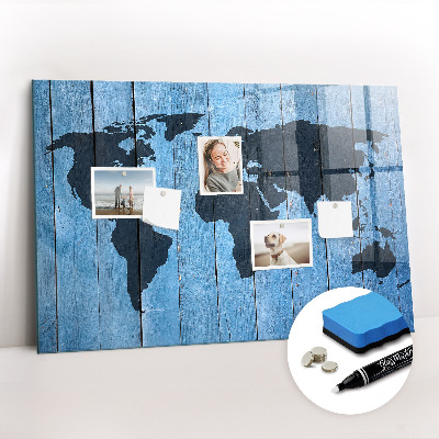 Magnetic marker board World map plank
