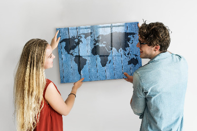 Magnetic marker board World map plank