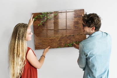 Magnetic glass board Rustic wood