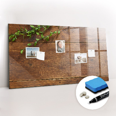 Magnetic glass board Rustic wood