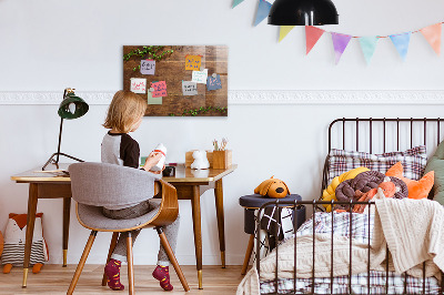 Magnetic glass board Rustic wood