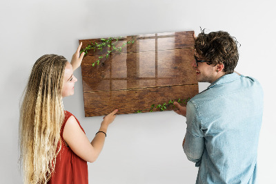 Magnetic glass board Rustic wood