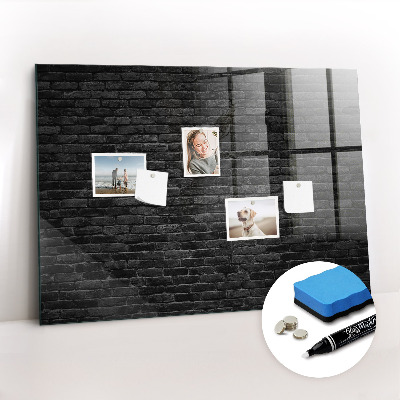 Magnetic board with magnets Dark brick wall