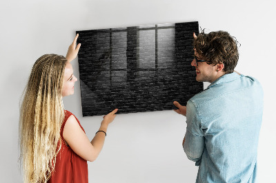 Magnetic board with magnets Dark brick wall