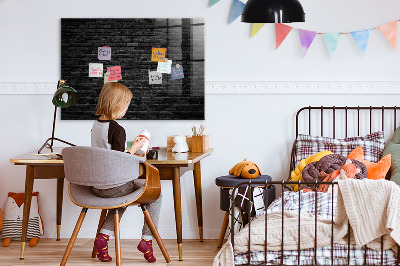 Magnetic board with magnets Dark brick wall